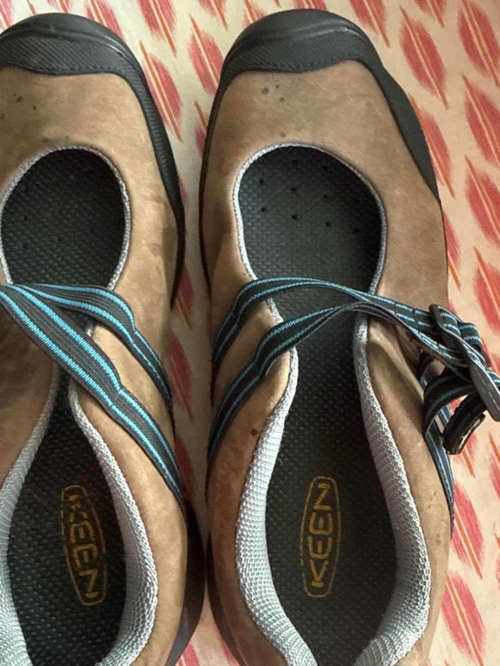Keen Brown Suede Mary Jane Hiking sandals with Teal Accent Straps 8.5